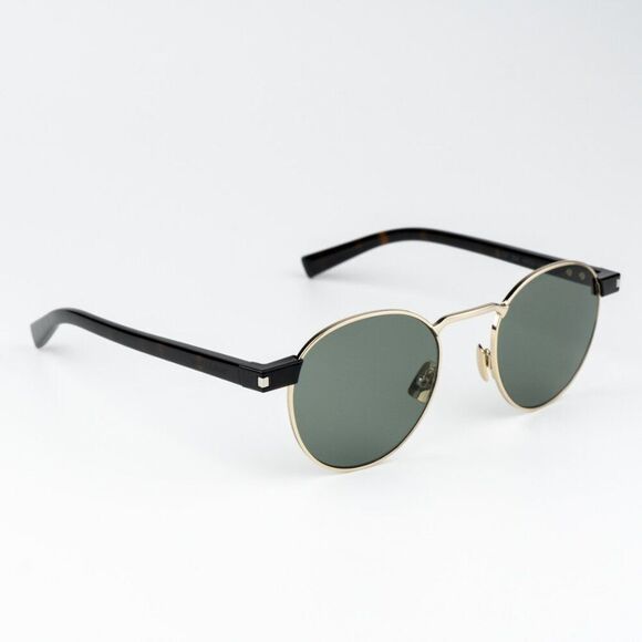 NEW Saint Laurent SL707 002 Gold Havana Green Oval Unisex Sunglasses - Picture 5 of 12